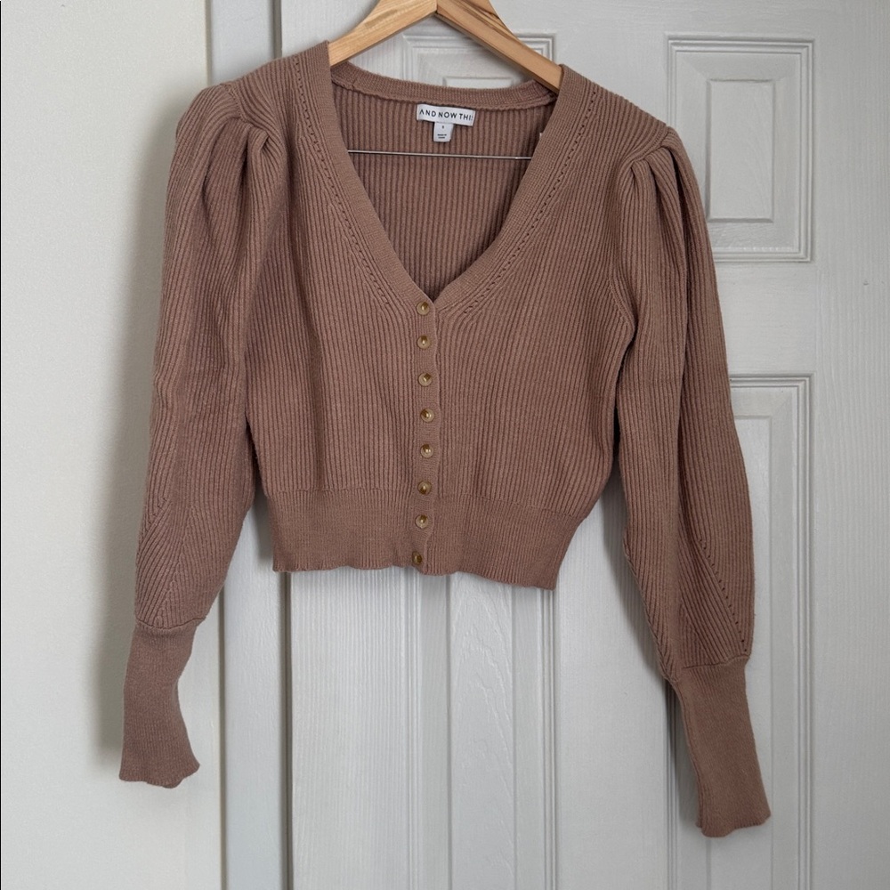 Ribbed V-Neck Sweater with Button Detail